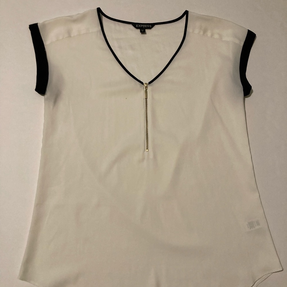 Express White and Black Blouse with Zipper